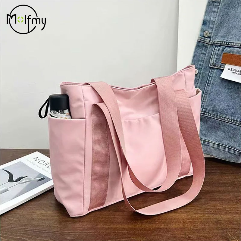 Luxury Bags Collection - ナイロン製女性用ショルダーハンドバッグ,単色,ラグジュアリー,大容量,休暇用,2024