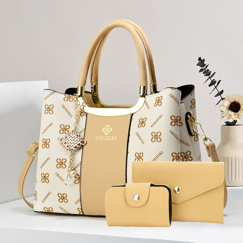 Luxurious Bag - ライトラグジュアリー高級プリントハンドバッグ（女性用）、3ピースレディースバッグセット、通勤や日常レジャーに最適な多機能女性用バッグ