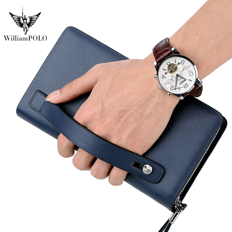 Luxury Bags Office - WILLIAMPOLO 高級メンズレザークラッチバッグ 大容量長財布 高品質牛革クラッチ財布 ファッションハンドバッグ