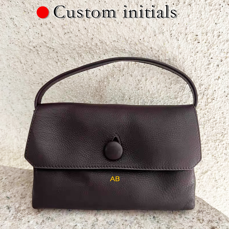 Luxury Bags Designer - カスタムイニシャル入り本革ミニバッグ レディース 高級デザイナーハンドバッグ パース 2026年新作 天然牛革ボタン付きリストストラップ