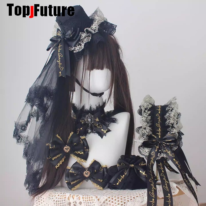 Luxury Bags Girls - ブラックゴールドラグジュアリーヘッドウェア スパイク ロリータ Y2K ガール ゴシック