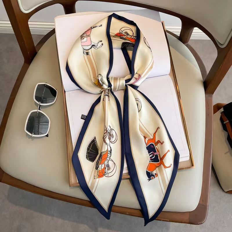 Luxury Bags Designer - 高級デザインシルクスキニー帽子スカーフ女性プリント春ネクタイヘアハンドバッグリボンリストベルトスカーフヘッドバンド女性