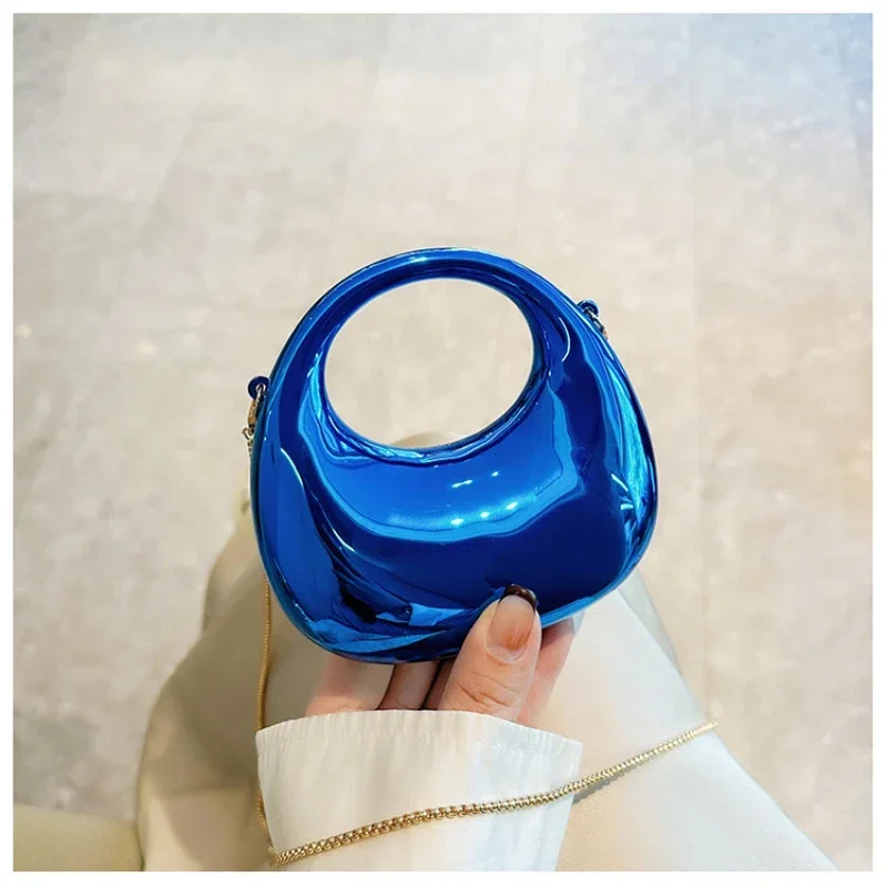 Luxury Bags To Sell - 女性用メタリッククロスオーバーバッグ,半月の光沢のあるPVCパーティーバッグ,宴会,高級ハンドバッグ,新しいコレクション2022