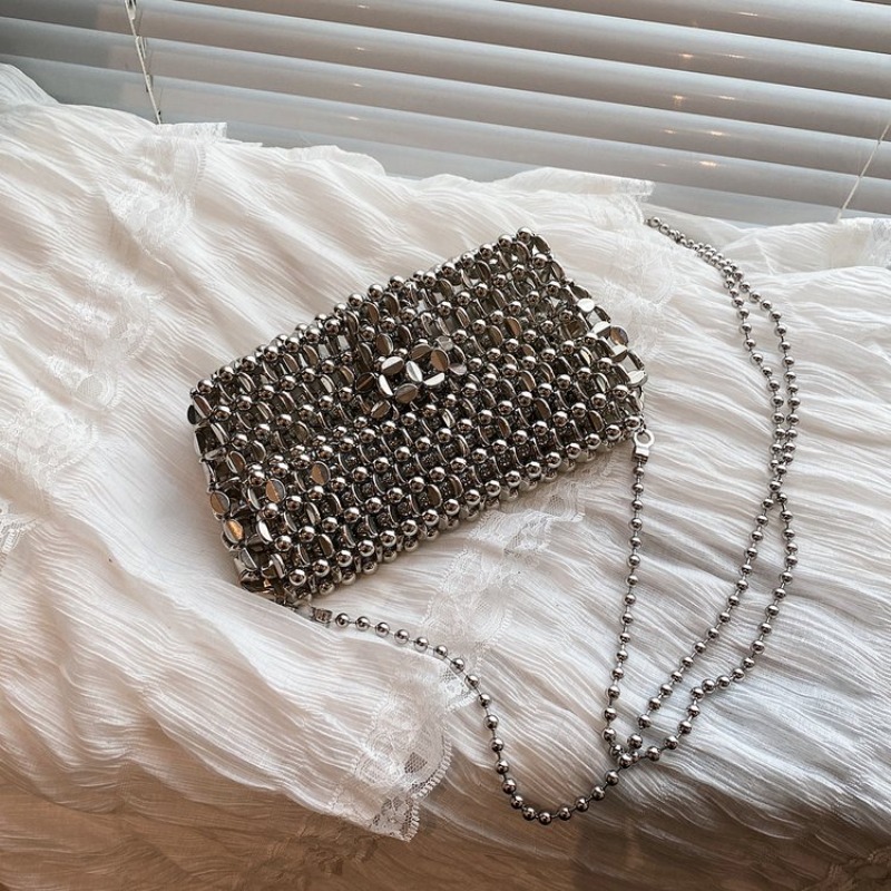 Luxury Bags Sales - PU 高級感 ソリッドカラー イブニングバッグ 透かし彫り 気品