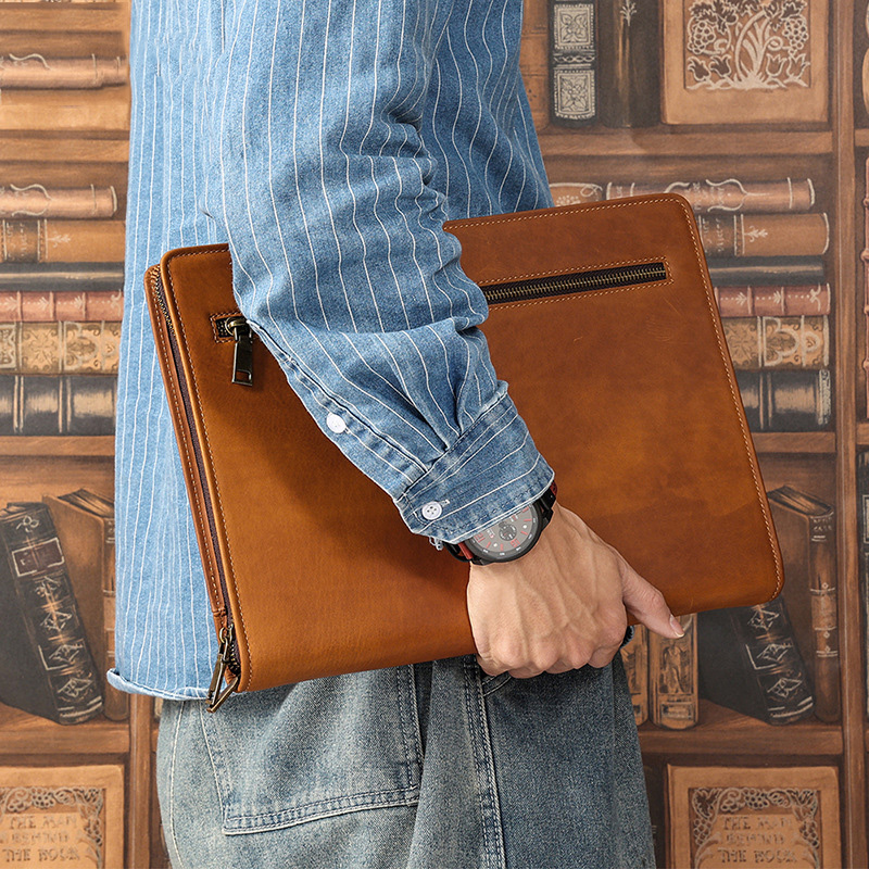 Luxury Bags Laptop - クレイジーホース-メンズレザーiPadケース,12.9インチラップトップ,コンピューターケース,大容量クッションカバー,高級デザイナーポーチ