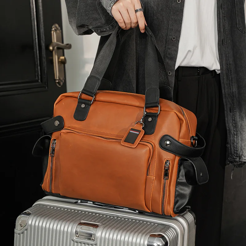 Luxury Bags Office - トレンディなメンズショルダーバッグレトロ高級クレイジーホースレザークロスボディバッグ男性ハンドバッグブランドビジネスメンズメッセンジャーバッグブリーフケース