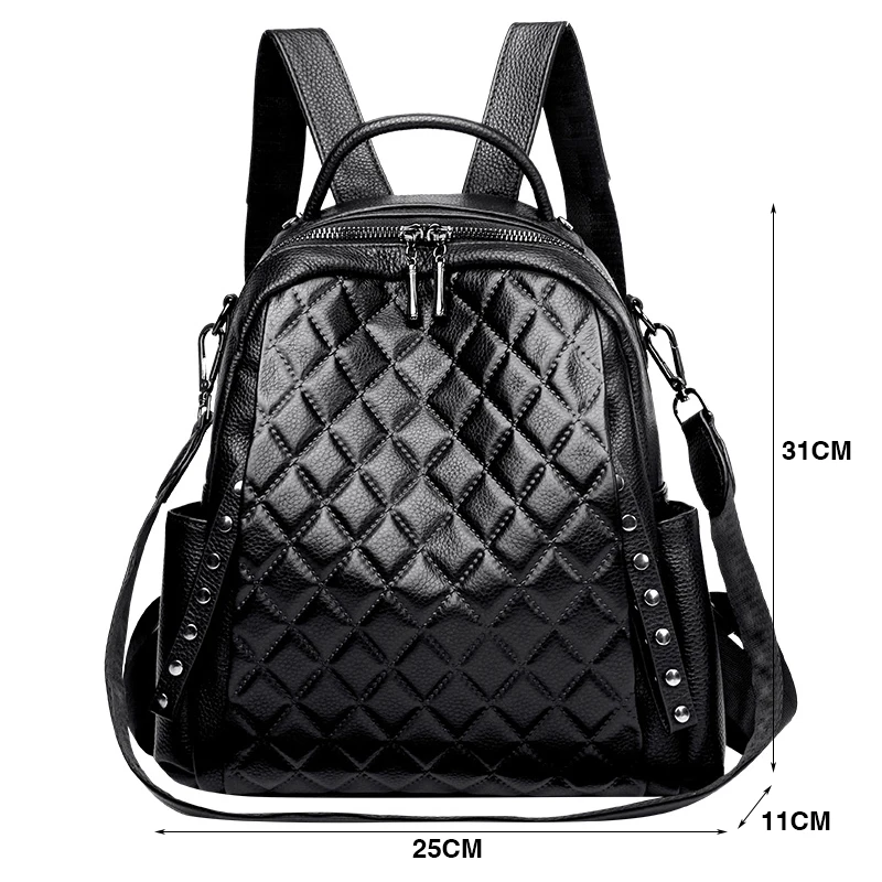 本革リュックサック女性ショルダーバッグ高級デザイナーチェック - Luxury Bags Girls のレビューと価格