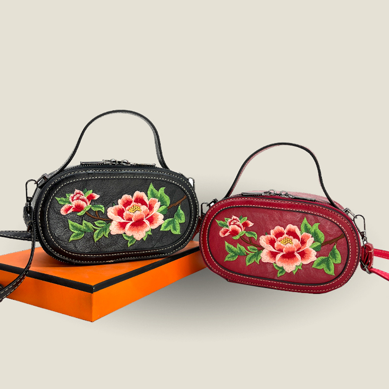 高級デザイナー小さなバッグ女性ハンドバッグレトロ刺繍オーバル - Luxury Bags Office のレビューと価格
