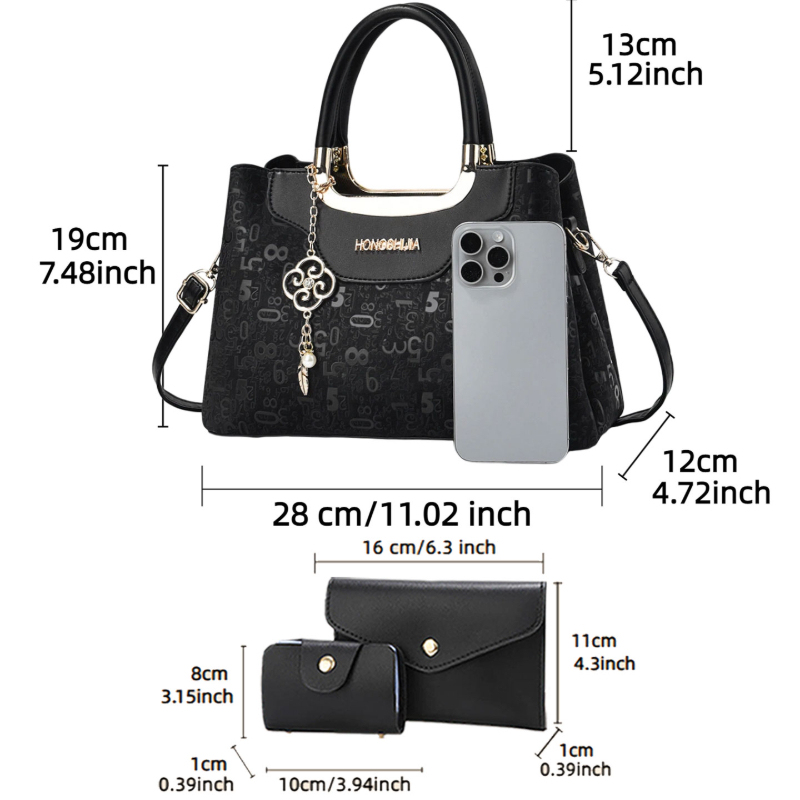 3ピースファッションレディースハンドバッグセット、女性用ライ - Luxurious Bag のレビューと価格