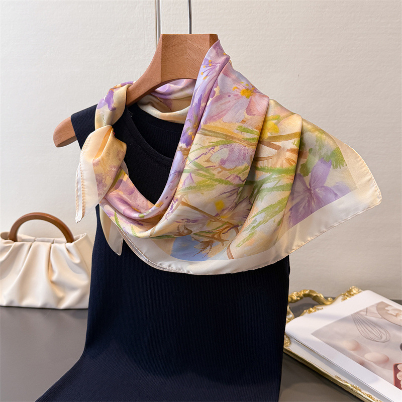 模造スクエアスカーフ女性用プリントスカーフバンダナ高級ヒジャ - Luxury Bags For Summer のレビューと価格