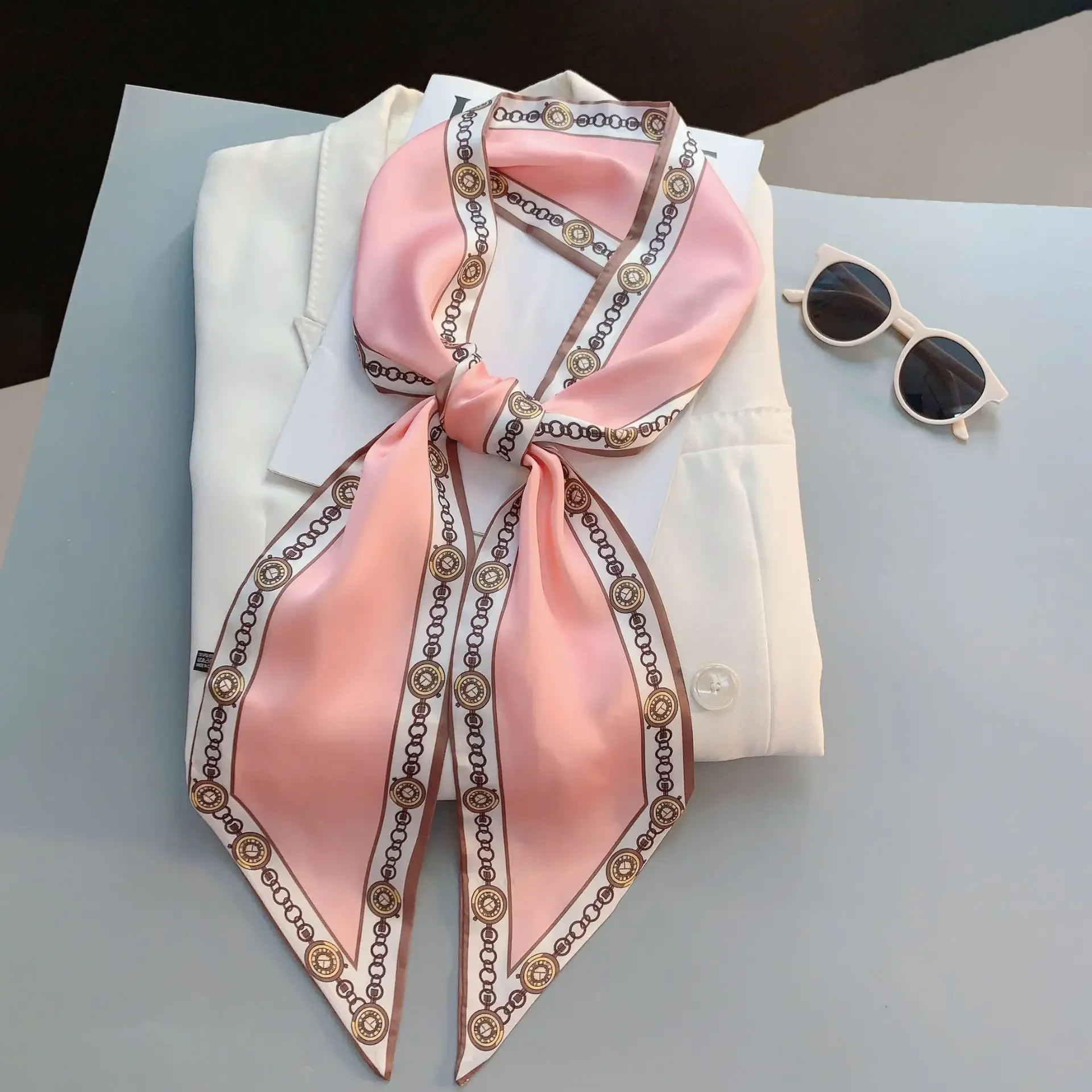 デザインプリントスキニースカーフ格子柄馬毛ヘアバンドスカーフ - Luxury Bags Designer のレビューと価格
