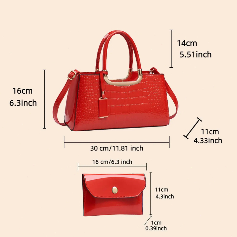 レディースハンドバッグセット、軽量高級PU素材クロスボディシ - Luxurious Bag のレビューと価格