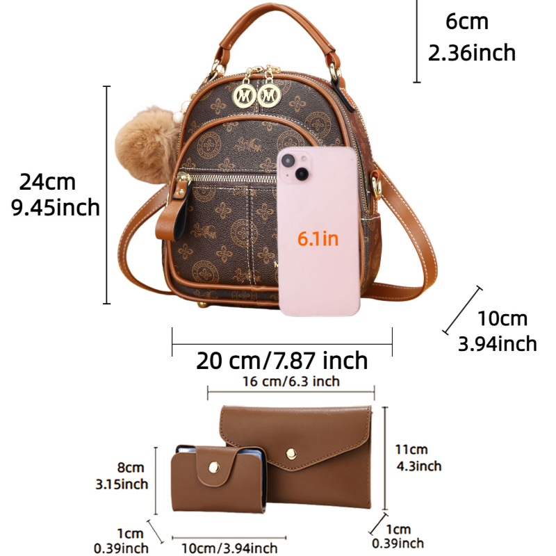 3点セット レディースバッグ、軽量高級プリントミニバックパッ - Luxurious Bag のレビューと価格