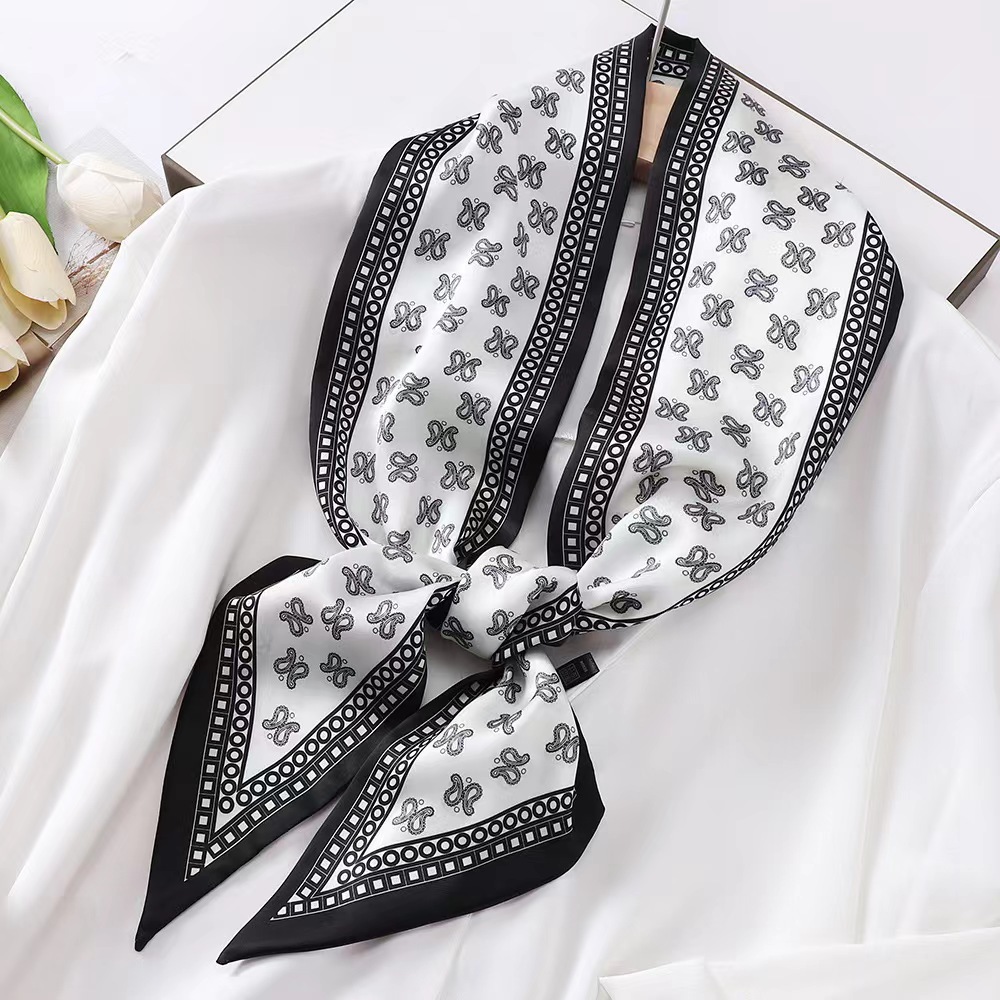 高級ゼブラプリントシルクスクエアスカーフ女性ソフトサテンハン - Luxury Bags For Summer のレビューと価格