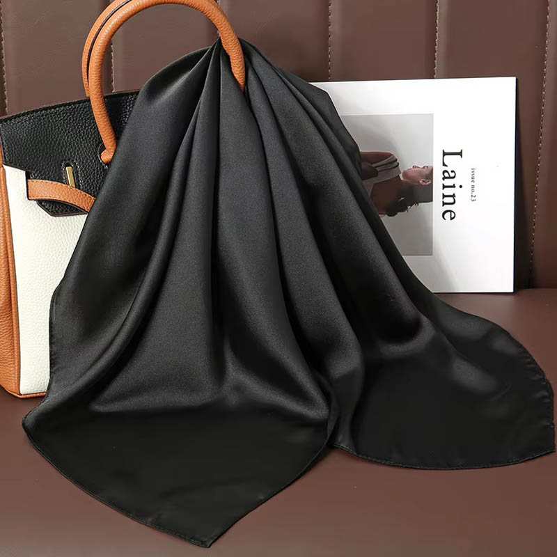 高級無地シルクスクエアスカーフ女性用ソフトサテン馬毛ヘアバン - Luxury Bags Office のレビューと価格