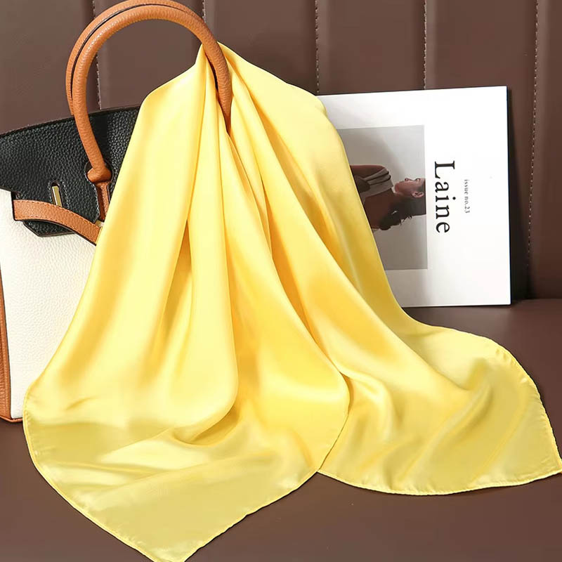 高級無地シルクスクエアスカーフ女性用ソフトサテン馬毛ヘアバン - Luxury Bags Office のレビューと価格