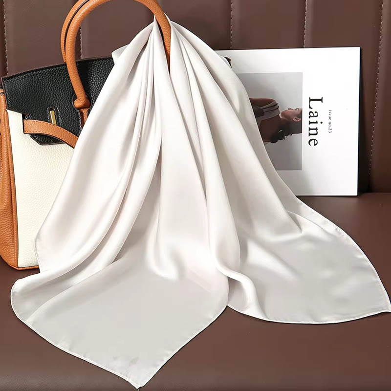 高級無地シルクスクエアスカーフ女性用ソフトサテン馬毛ヘアバン - Luxury Bags Office のレビューと価格