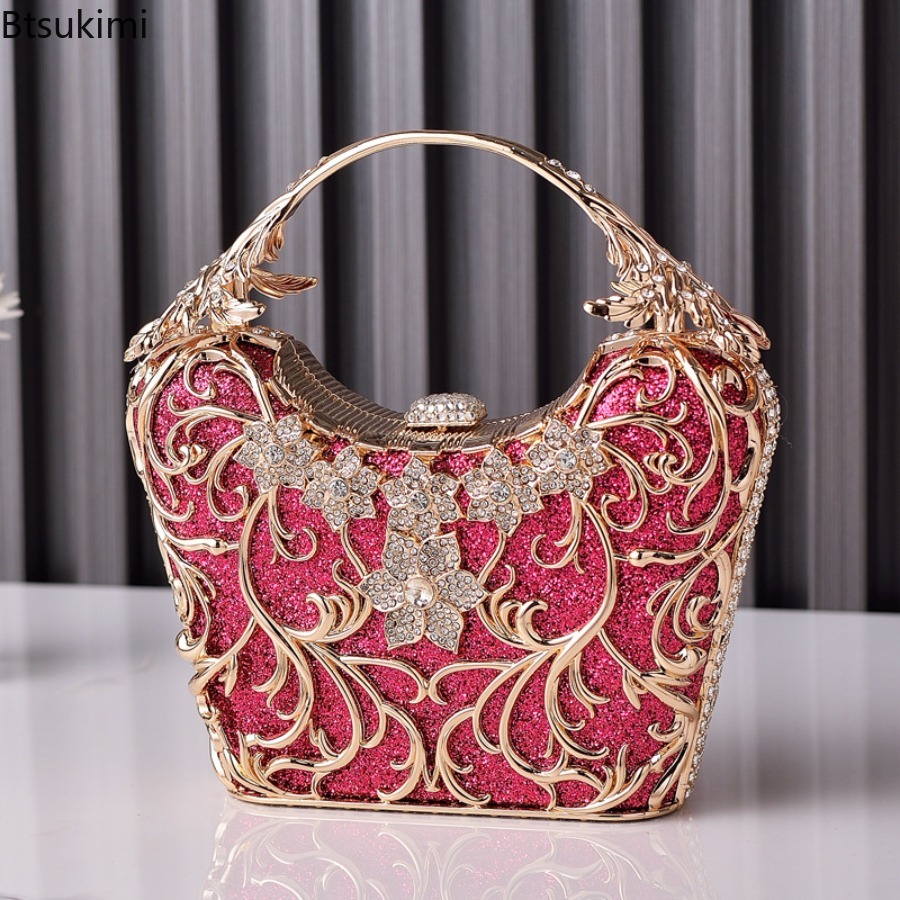 中空金属製イブニングバッグ女性のファッション光沢のあるパーテ - Luxury Bags Collection のレビューと価格