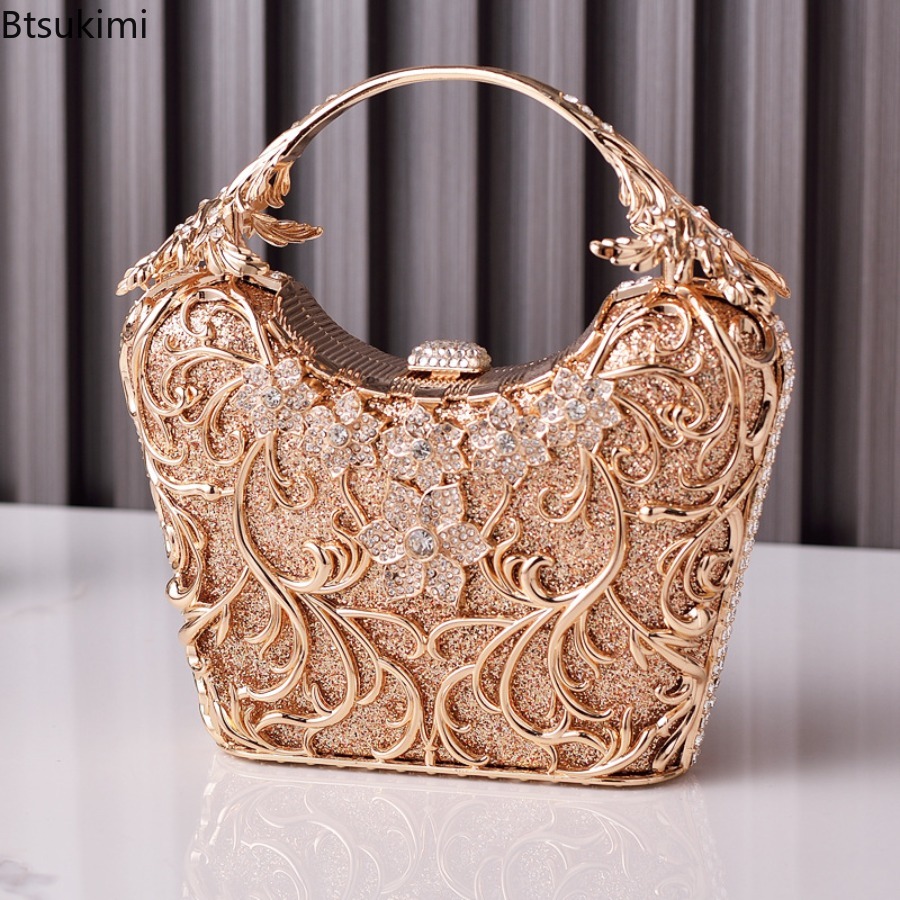 中空金属製イブニングバッグ女性のファッション光沢のあるパーテ - Luxury Bags Collection のレビューと価格