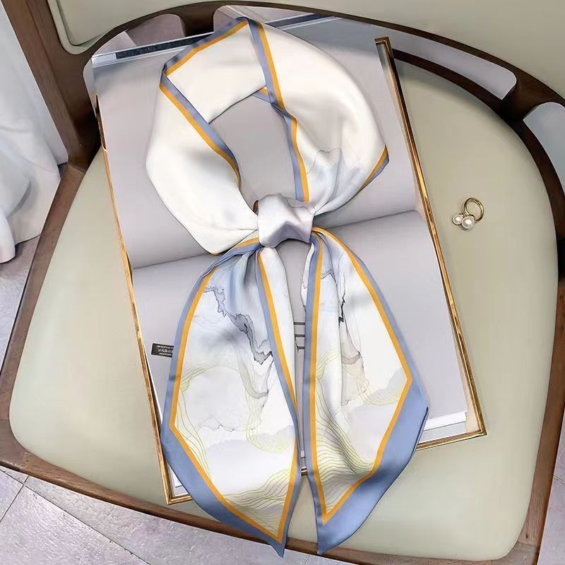 高級デザインシルクスキニー帽子スカーフ女性プリント春ネクタイ - Luxury Bags Designer のレビューと価格