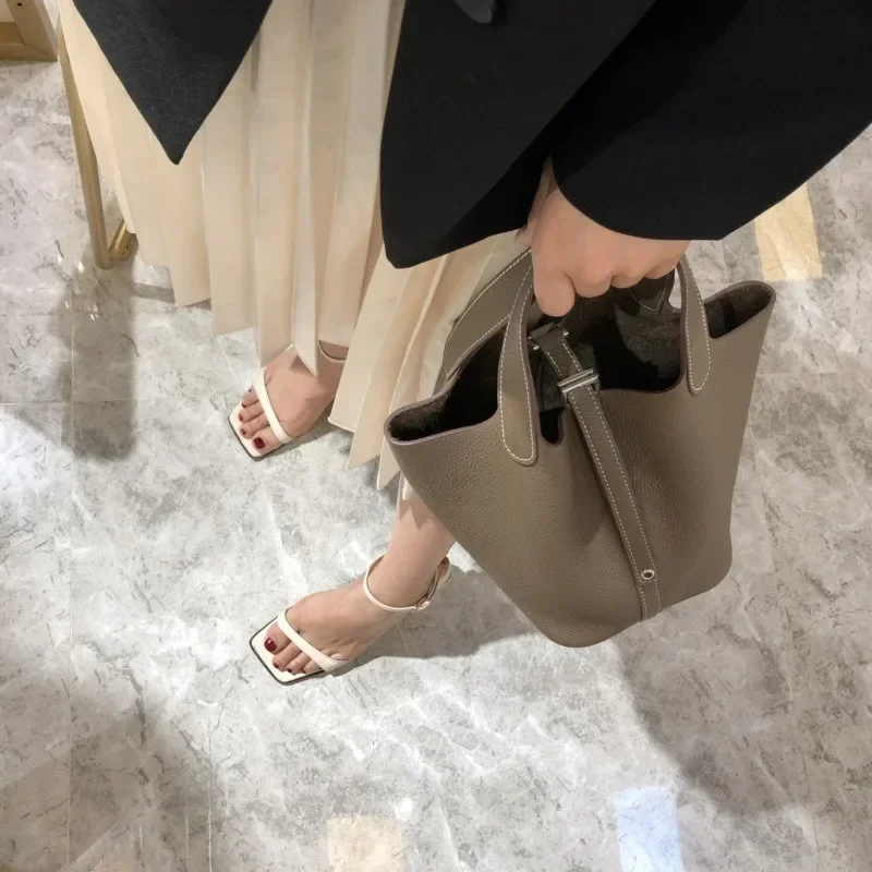 2023 新コントラストカラー牛革バケットバッグエレガントな - Luxury Bags Office のレビューと価格