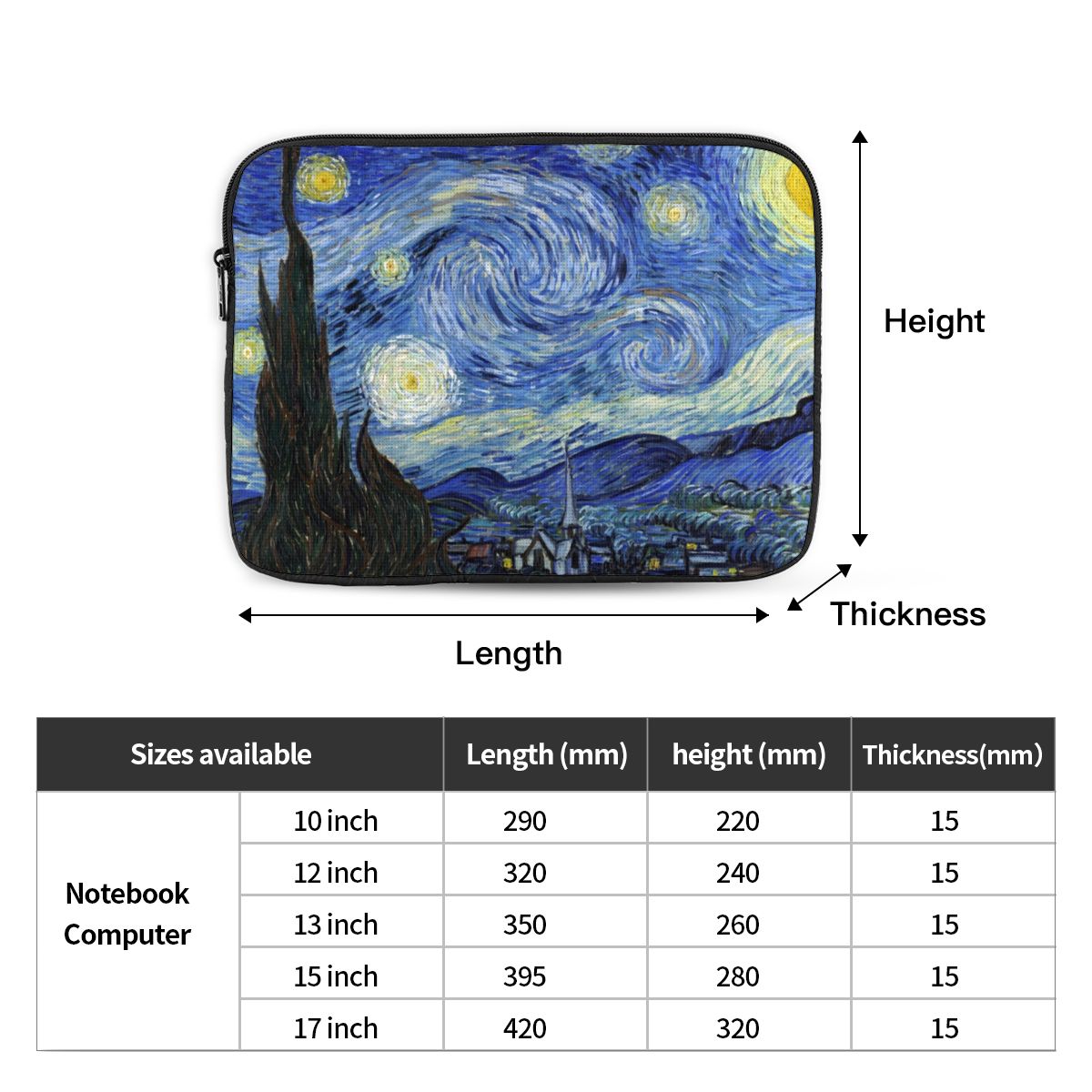 ゴッホ ノートパソコンバッグ ケース ポーチ 10 12 1 - Luxury Bags Laptop のレビューと価格