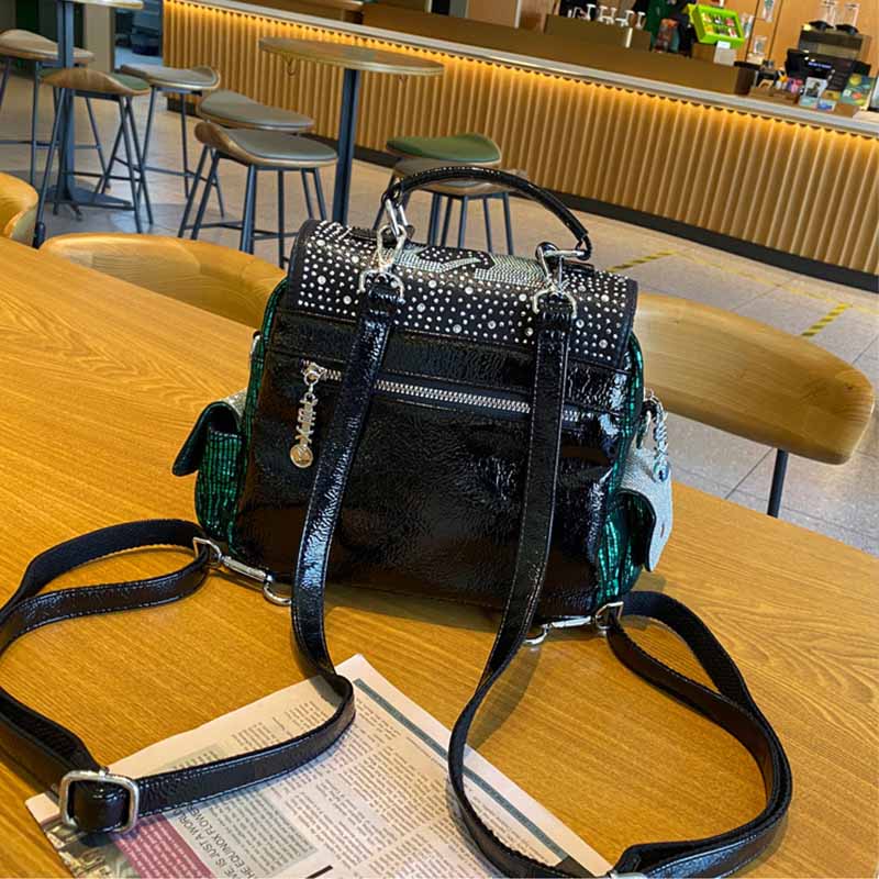 女性用バックパック,大容量ショルダーバッグ,合成皮革,ダイヤ - Luxury Bags Girls のレビューと価格